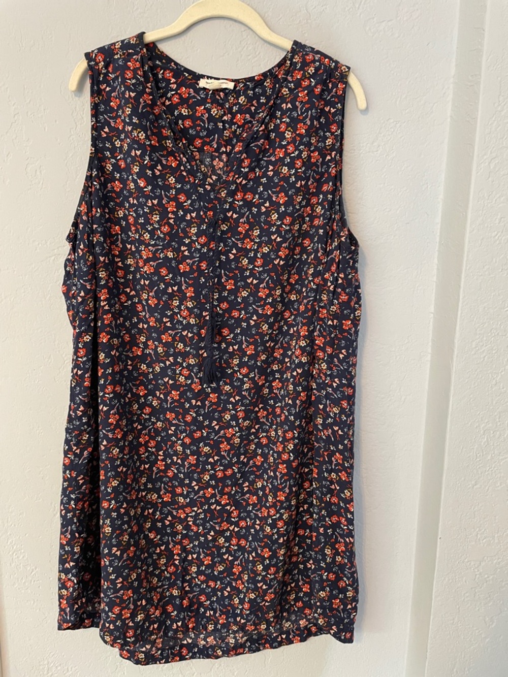 Navy Floral Sleeveless Dress